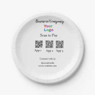 Scan to pay business logo Q R code social media Paper Plate