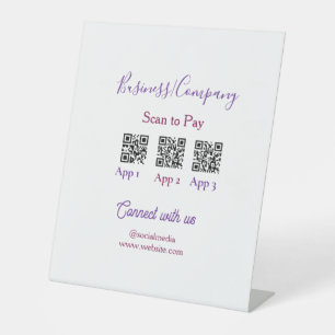 Scan to pay business logo Q R code social media Pedestal Sign