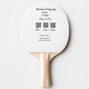Scan to pay business logo Q R code social media Ping Pong Paddle
