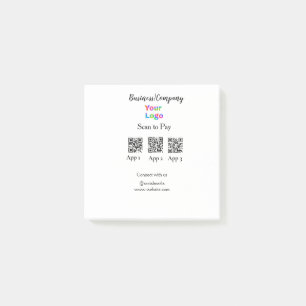 Scan to pay business logo Q R code social media  Post-it Notes