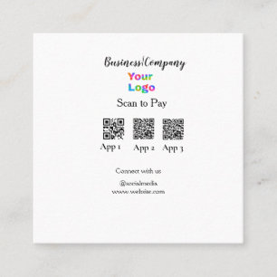 Scan to pay business logo Q R code social media Square Business Card