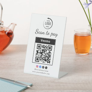 Scan To Pay Business Logo Qr Code Pedestal Sign