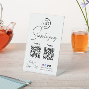 Scan To Pay Business Logo Qr Code Pedestal Sign