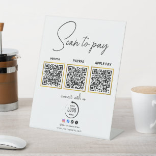 Scan To Pay Business Logo Qr Code Pedestal Sign