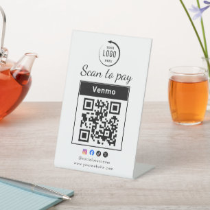 Scan To Pay Business Logo Qr Code Pedestal Sign