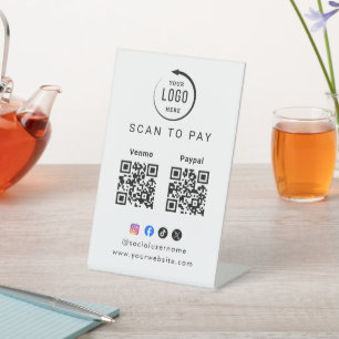 Scan To Pay Business Logo Qr Code Pedestal Sign