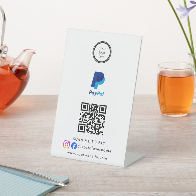 Scan To Pay Business Logo Qr Code Pedestal Sign (In SItu)