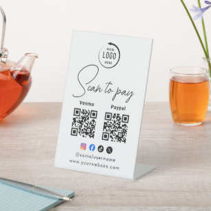 Scan To Pay Business Logo Qr Code Pedestal Sign