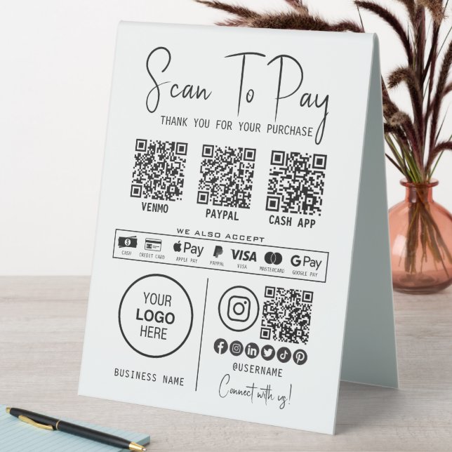 Scan To Pay Business Qr Code Payment Modern Black (In SItu (Table))