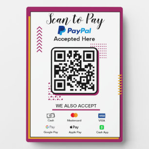 Scan to Pay Business Sign Paypal QR Code Payment Plaque