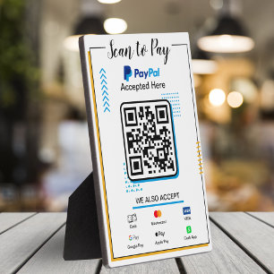 Scan to Pay Business Sign   Venmo QR Code Payment Plaque