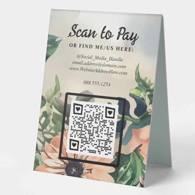 Scan To Pay Floral QR code Pop-Up Market Vendor (Front)