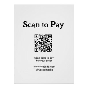 Scan to pay for order QR code add website social m Poster