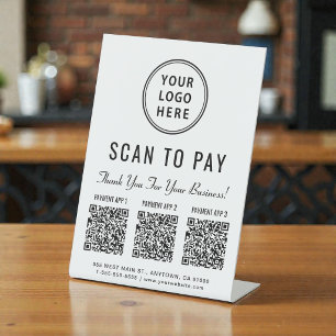 Scan to Pay Logo 3 Payment QR Codes Pedestal Sign