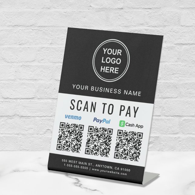 Scan to Pay Logo Paypal Venmo CashApp QR Codes Pedestal Sign (Creator Uploaded)