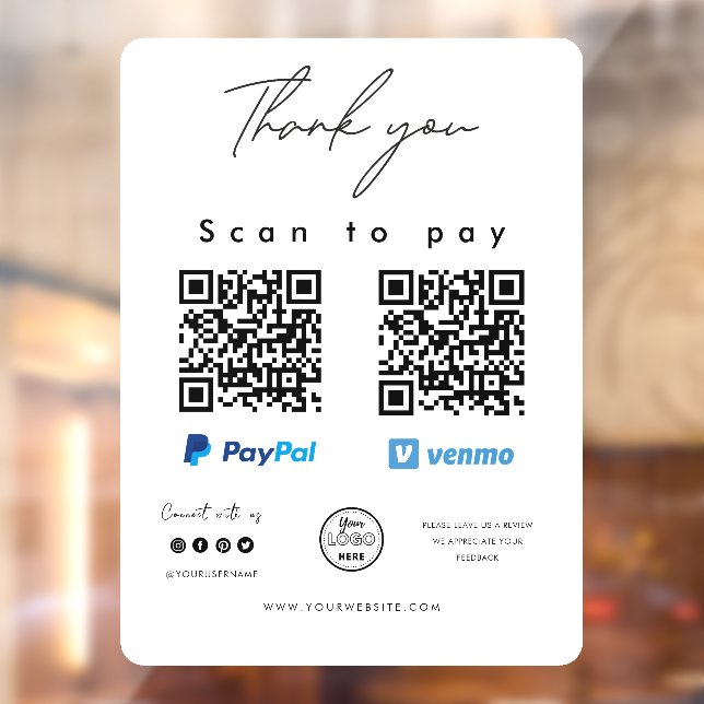 Scan to Pay Logo Paypal Venmo QR Code Thank you (Sheet 2)