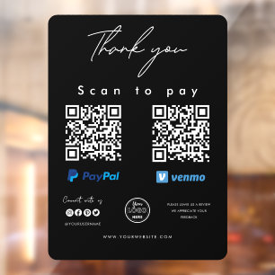 Scan to Pay Logo Paypal Venmo QR Code Thank you