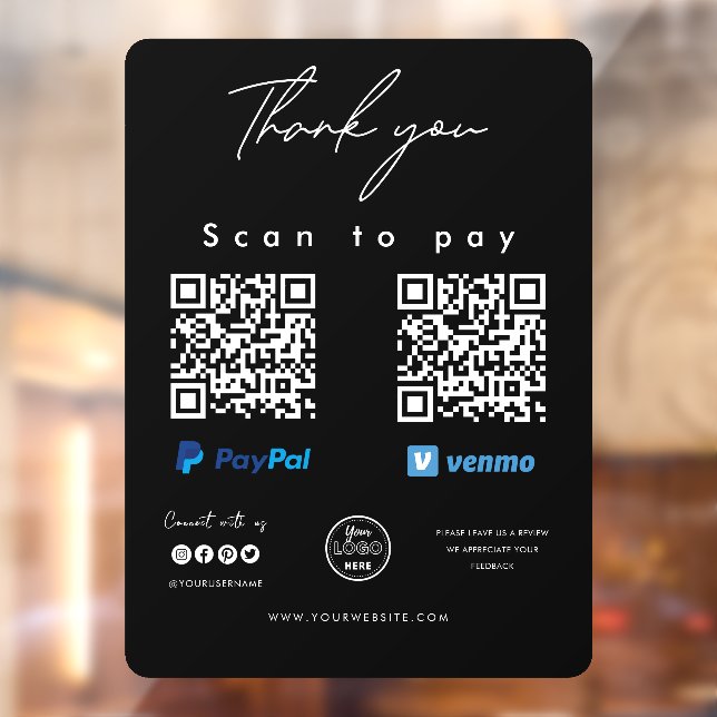 Scan to Pay Logo Paypal Venmo QR Code Thank you (Sheet 2)