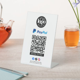 Scan to Pay PayPal QR Code Business Logo Pedestal Sign