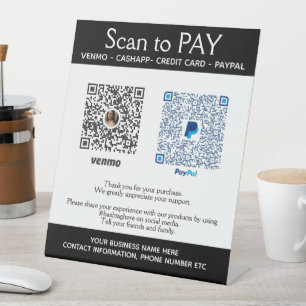 Scan to Pay PayPal Venmo Business Pedestal Sign
