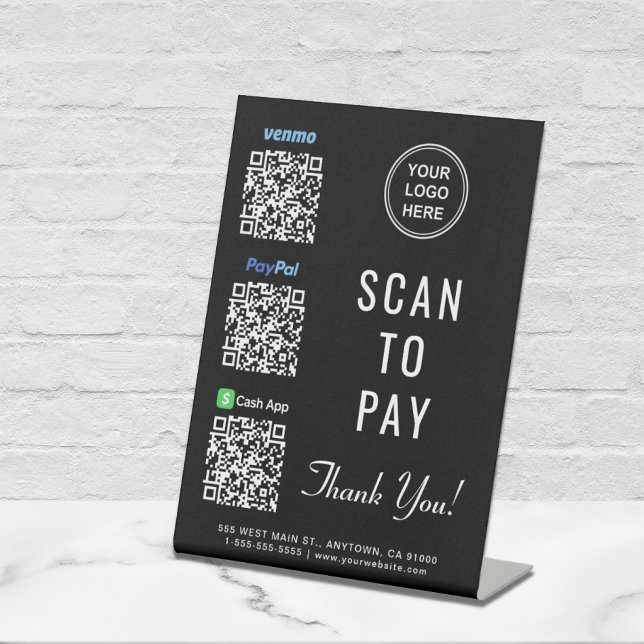 Scan to Pay Paypal Venmo CashApp QR Codes Logo Pedestal Sign (Creator Uploaded)