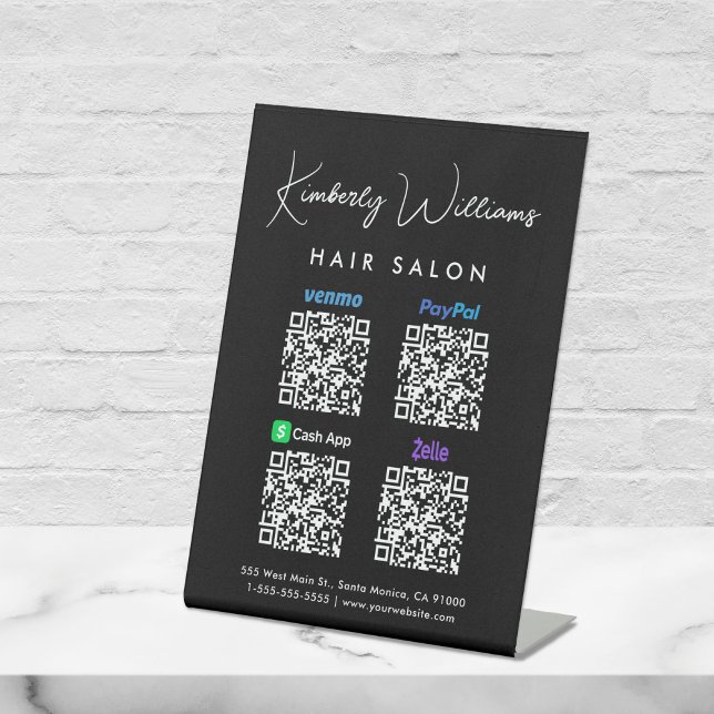 Scan to Pay Paypal Venmo CashApp Zelle QR Code Pedestal Sign (A QR code sign to effortlessly connect your customers to your payment platforms)