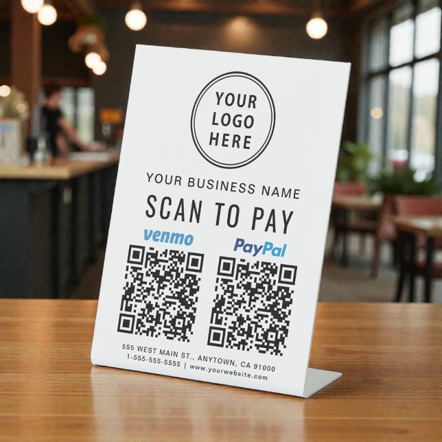 Scan to Pay Paypal Venmo QR Codes Logo Pedestal Sign (Scan to Pay Paypal Venmo QR Codes Logo Pedestal Sign)