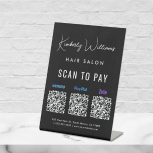 Scan to Pay Paypal Venmo Zelle QR Code Business  Pedestal Sign