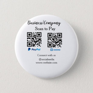 Scan to pay q r code paypal venmo add your website 6 cm round badge