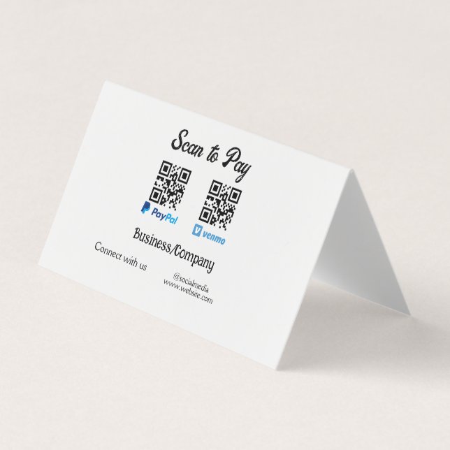 Scan to pay q r code paypal venmo add your website business card (Front)