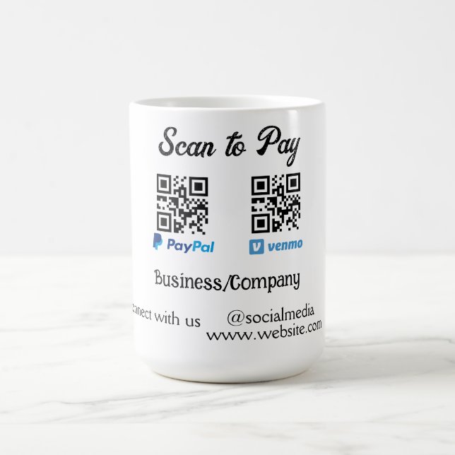 Scan to pay q r code paypal venmo add your website coffee mug (Center)