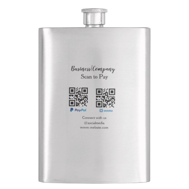 Scan to pay q r code paypal venmo add your website hip flask (Front)