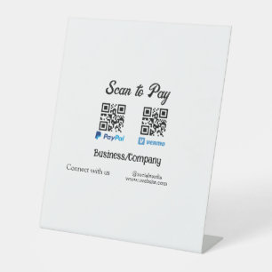 Scan to pay q r code paypal venmo add your website pedestal sign