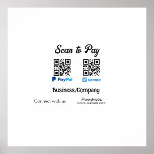 Scan to pay q r code paypal venmo add your website poster