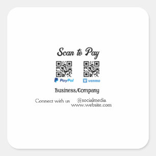 Scan to pay q r code paypal venmo add your website square sticker
