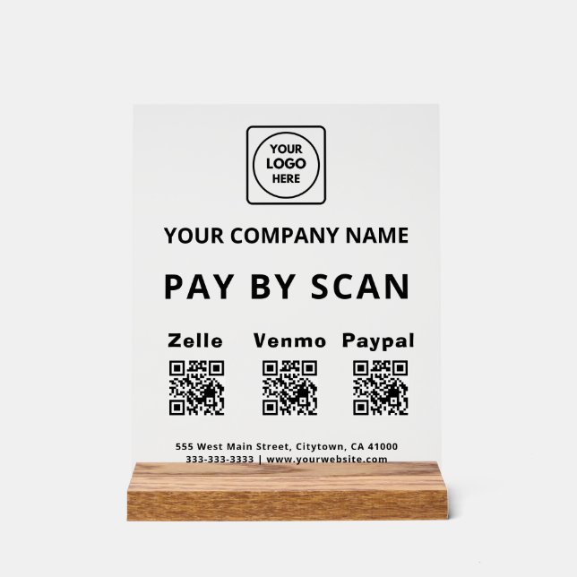 Scan to Pay QR Acrylic Sign (Front)