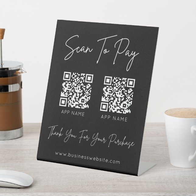 Scan to pay QR code Black Pedestal Sign (In SItu)