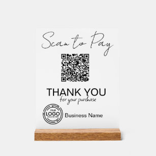 Scan to Pay Qr Code Business Corporate Minimalist  Acrylic Sign