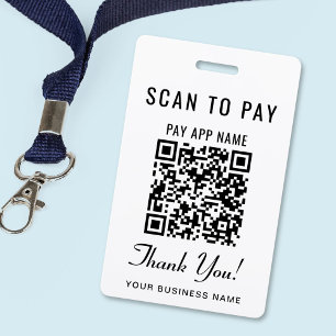 Scan to Pay QR Code ID Badge