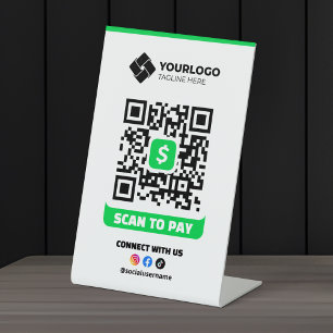 Scan to Pay QR Code Payment Cash App Logo Pedestal Sign