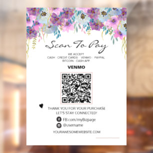 *~* Scan to PAY QR code Payment FLORAL  Window Cli
