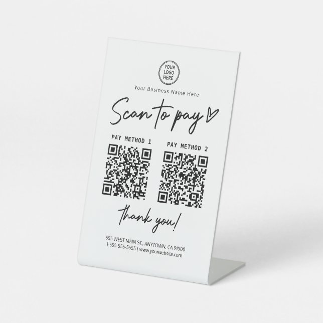 Scan to Pay Qr Code Payment Links Pedestal Sign (Front)