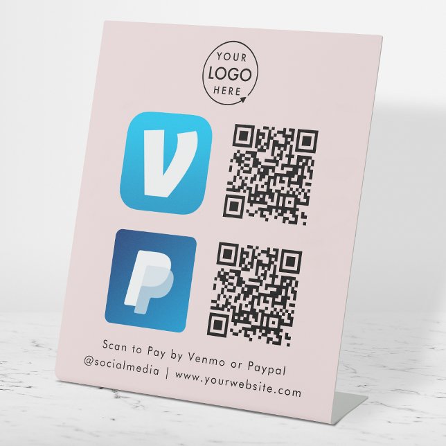 Scan to Pay | QR Code Payment Venmo Paypal Pink Pedestal Sign (Creator Uploaded)