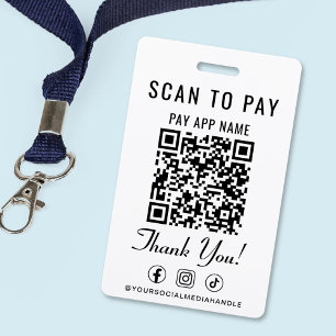 Scan to Pay QR Code Social Media ID Badge