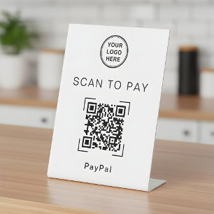 Scan to Pay QR Code Tabletop Sign For Businesses