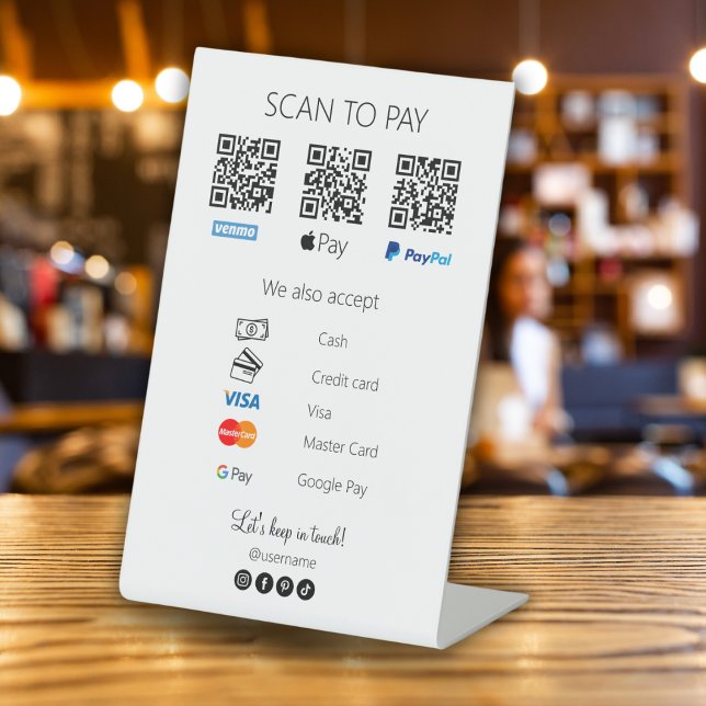 Scan to Pay Qr Code Venmo Business Simple White Pedestal Sign (Scan to Pay Qr Code Venmo Business Simple White Pedestal Sign)