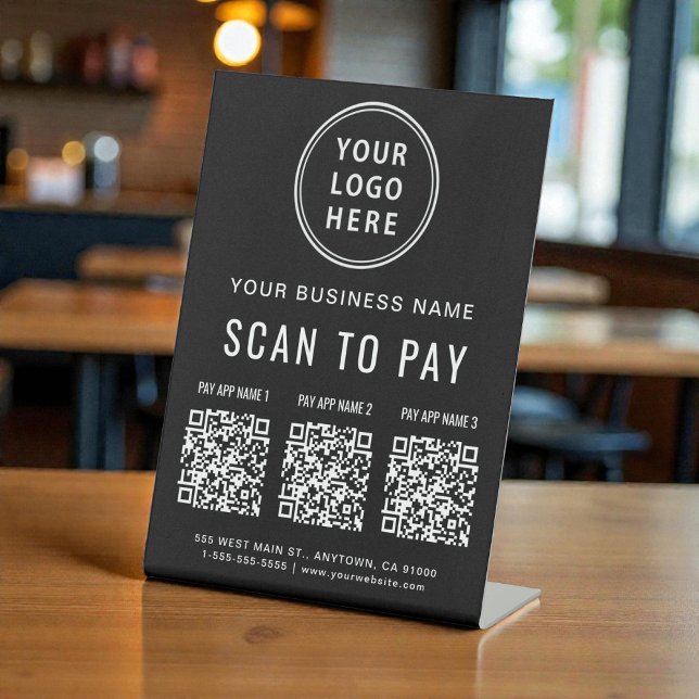 Scan to Pay QR Codes Tabletop Pedestal Sign (Scan to Pay QR Codes Tabletop Pedestal Sign)