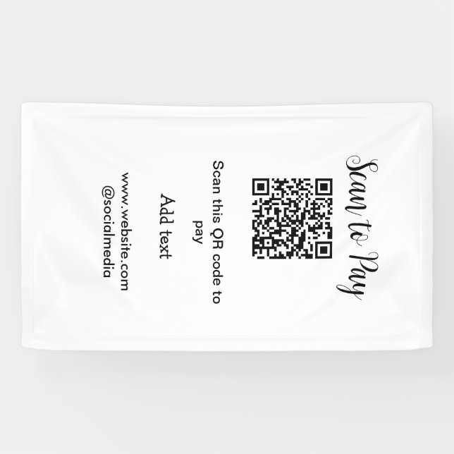 Scan to pay scan QR code add website email details Banner (Horizontal)