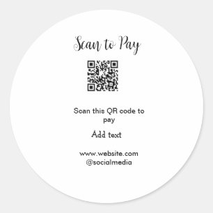 Scan to pay scan QR code add website email details Classic Round Sticker