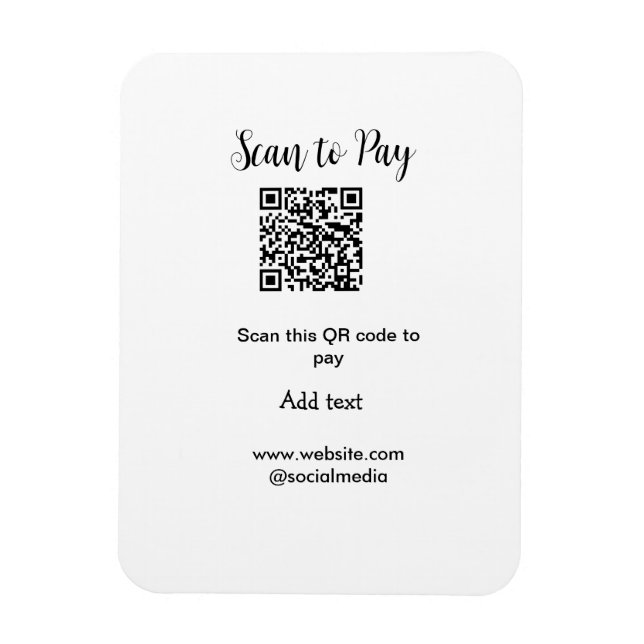 Scan to pay scan QR code add website email details Magnet (Vertical)